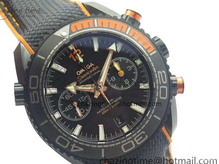1230 Planet Ocean Master Chronometer Chrono DLC OM 1:1 Best Edition Black Dial On Nylon Strap A Chic 8103